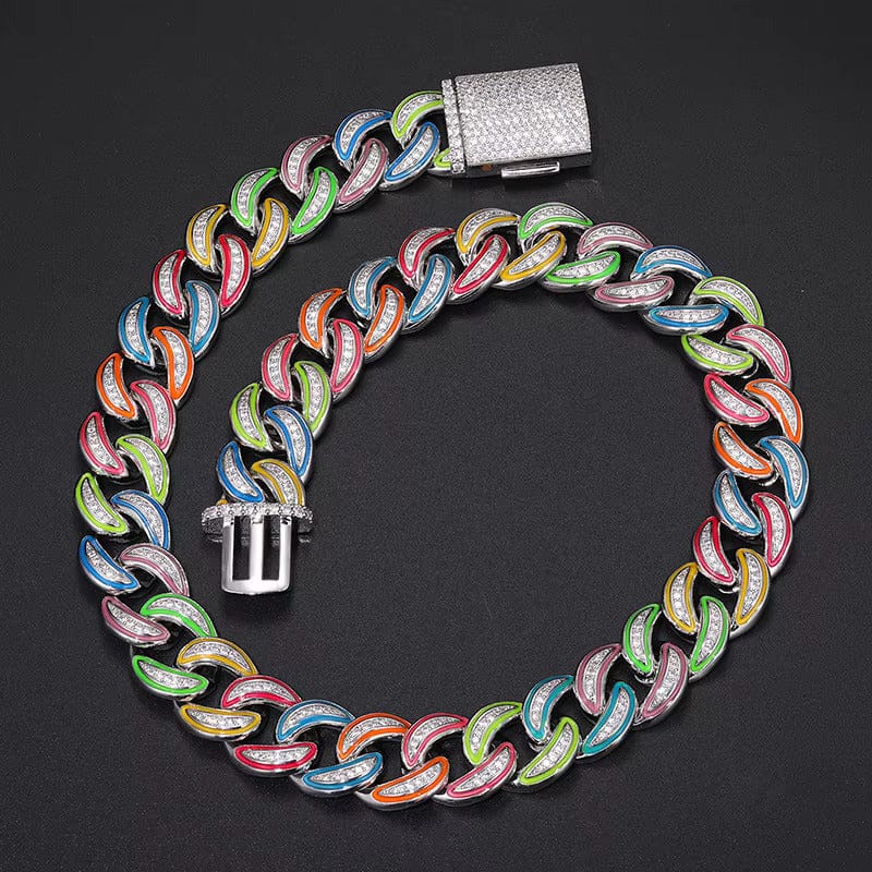 18MM Glow Curve Cuban Link Chain – “Luminous Wave” Edition White Gold 8 IN (Bracelet) - Shop Gold Supply