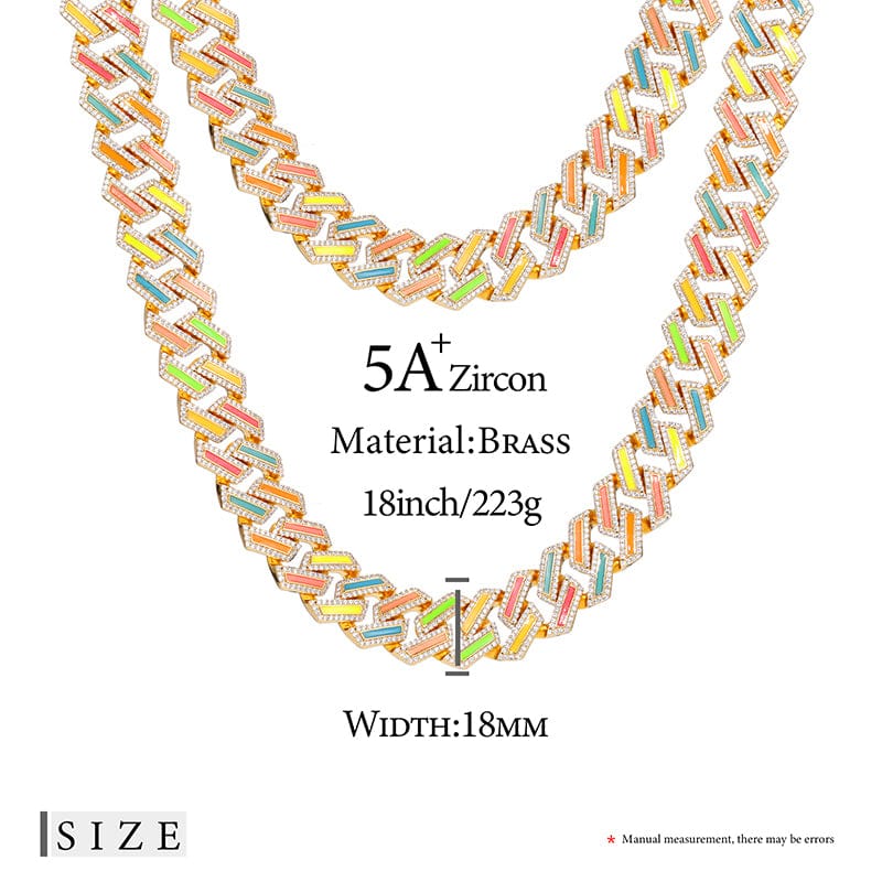 18MM Glow Square - Edge Cuban Link Chain – “Neon Bricks” Edition White Gold 8 IN (Bracelet) - Shop Gold Supply