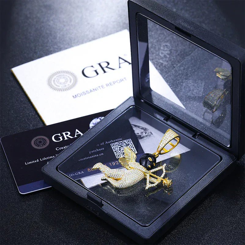 Angel Shooter Moissanite Pendant – “Love Struck” Edition Yellow Gold - Shop Gold Supply