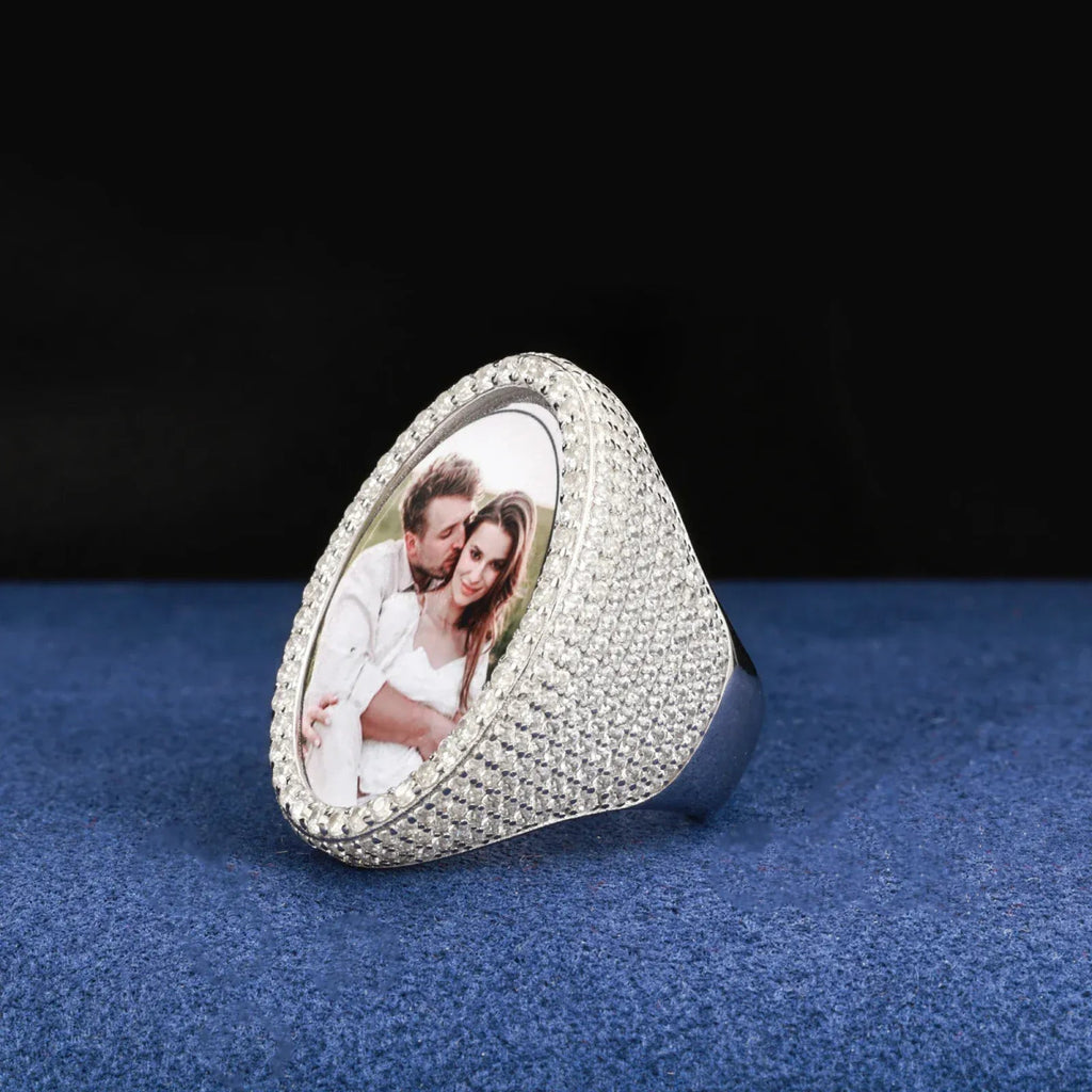 Custom Iced Photo Memory Ring – “Eternal Portrait” Edition VVS1 5A CZ Yellow Gold 9 - Shop Gold Supply