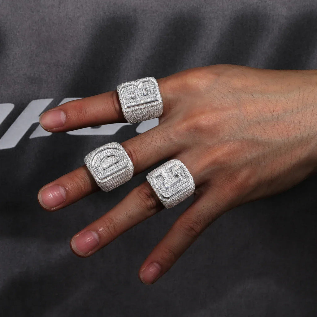 Custom Initial Iced Ring – “Prime Letter” Edition A 7 - Shop Gold Supply