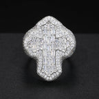 Iced Baguette Cross Ring – “Divine Shine” Edition VVS 5A CZ 7 White Gold - Shop Gold Supply