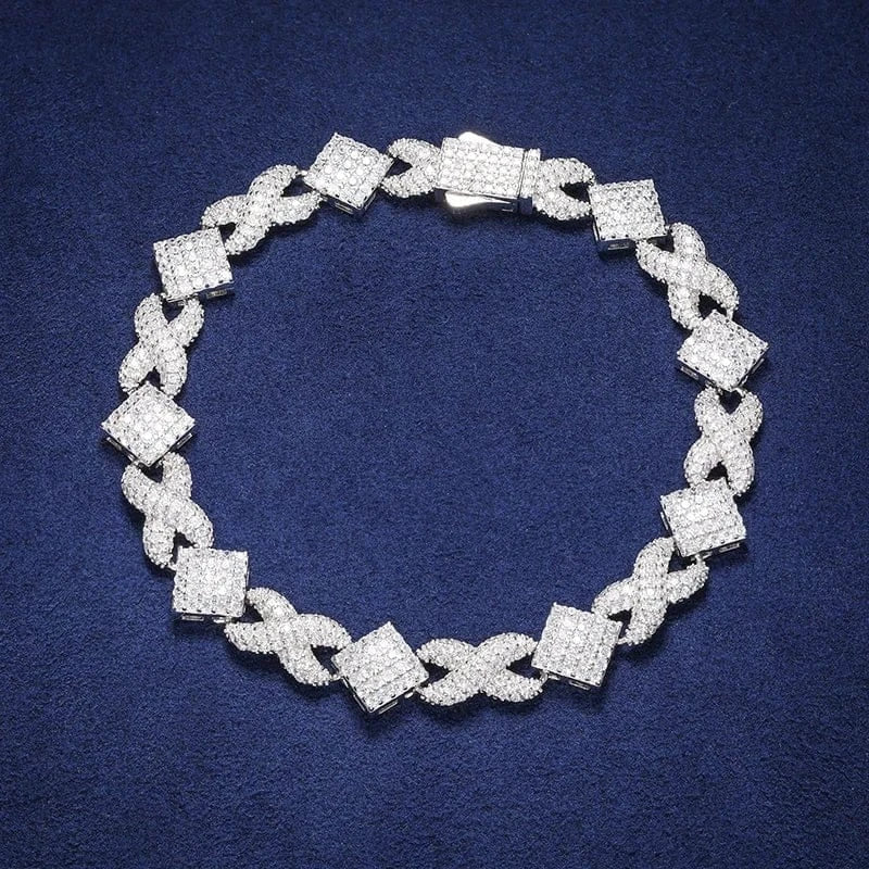 6 IN (Bracelet) / Moissanite Infinity Square Link Bracelet – “Endless Radiance” Edition - The Gold Supply