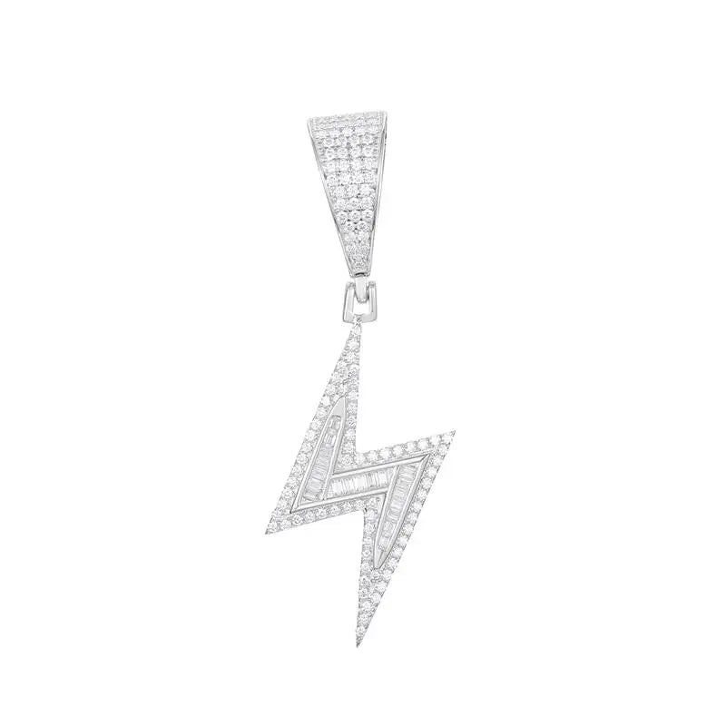 Lightning Moissanite Pendant – “Voltage Strike” Edition White Gold - Shop Gold Supply