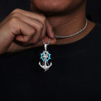 Moissanite Glow Anchor Helm Pendant – “Stormproof” Edition White Gold - Shop Gold Supply