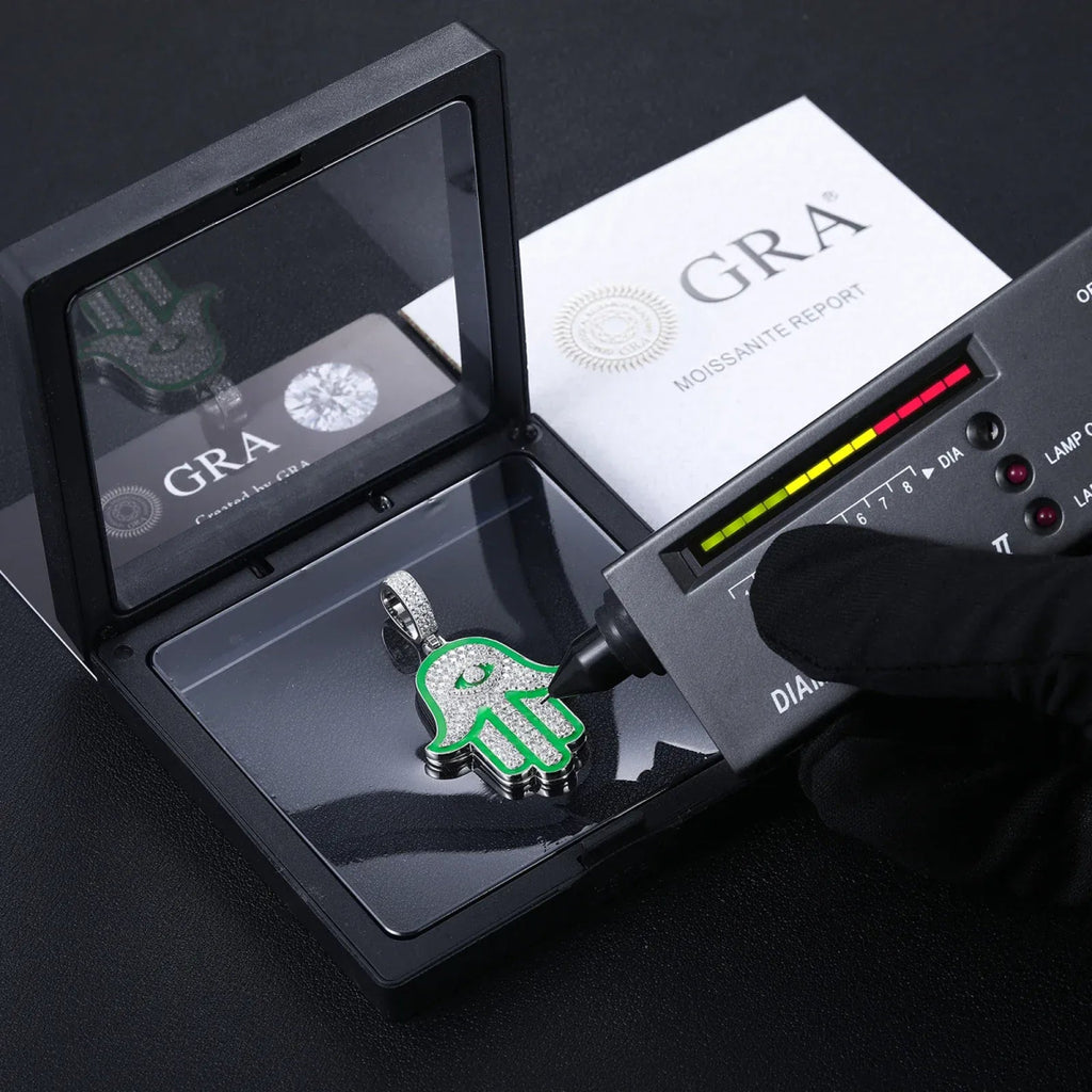 Moissanite Glow Hamsa Pendant – “Guardian Light” Edition - Shop Gold Supply