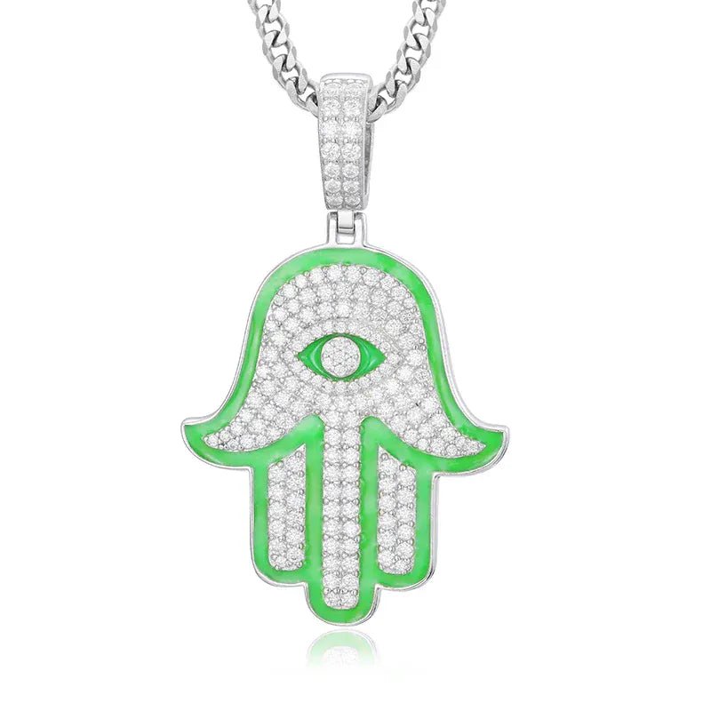 Moissanite Glow Hamsa Pendant – “Guardian Light” Edition - Shop Gold Supply
