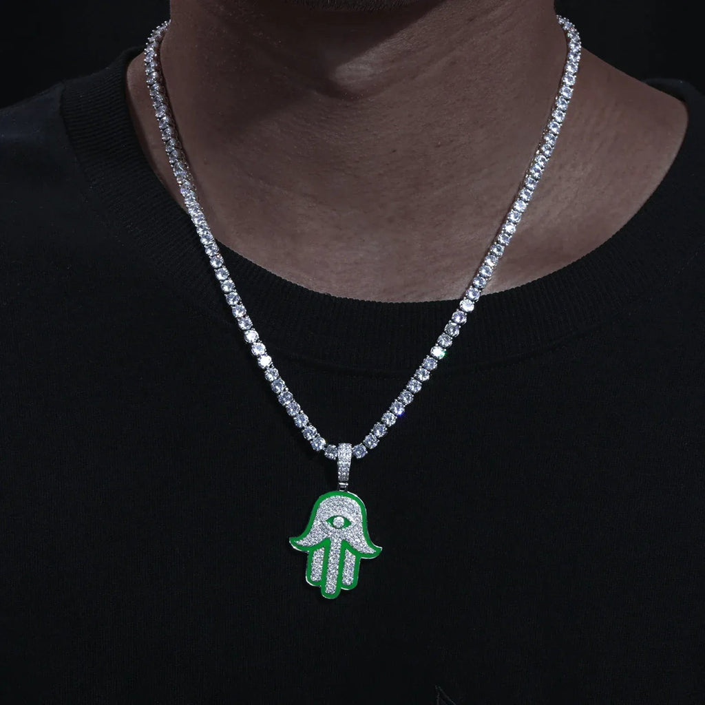 Moissanite Glow Hamsa Pendant – “Guardian Light” Edition - Shop Gold Supply
