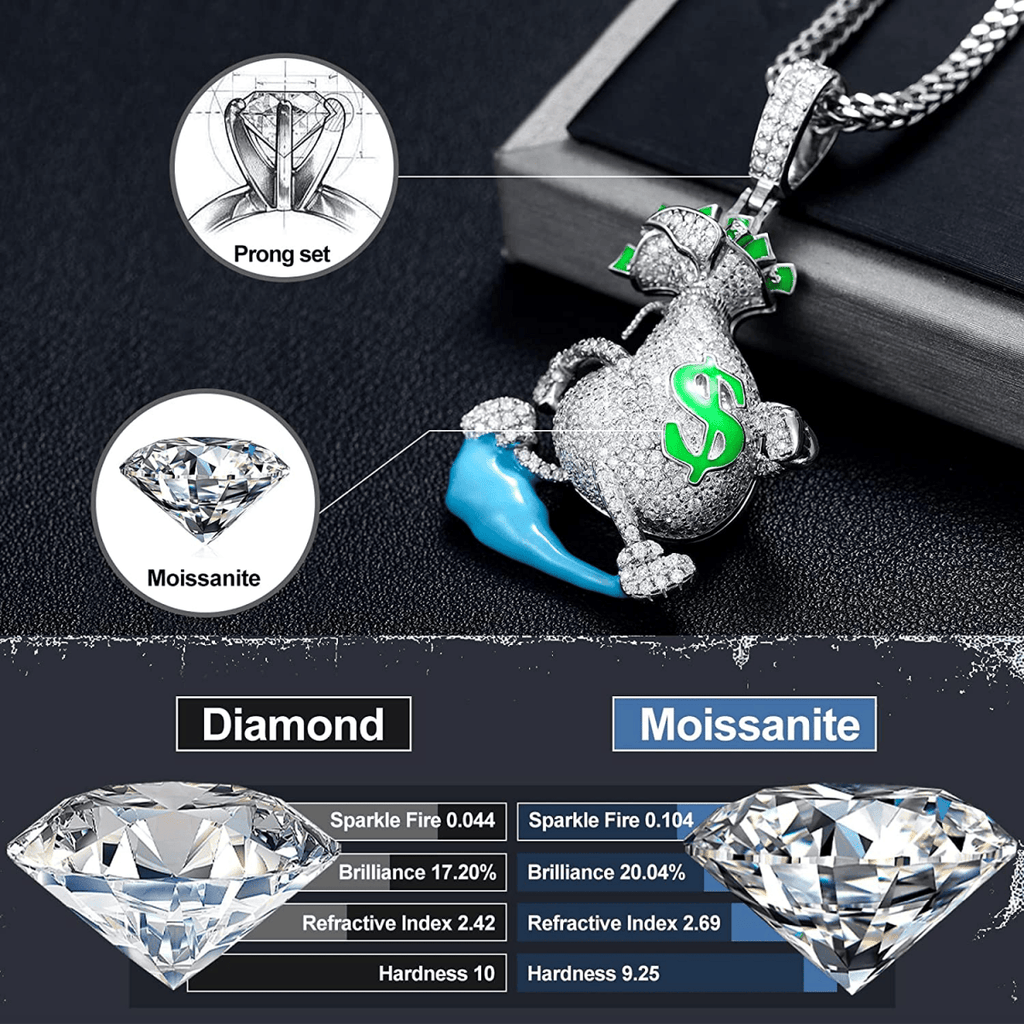 Moissanite Glow Money Bag Pendant – “Run the Bag” Edition - Shop Gold Supply