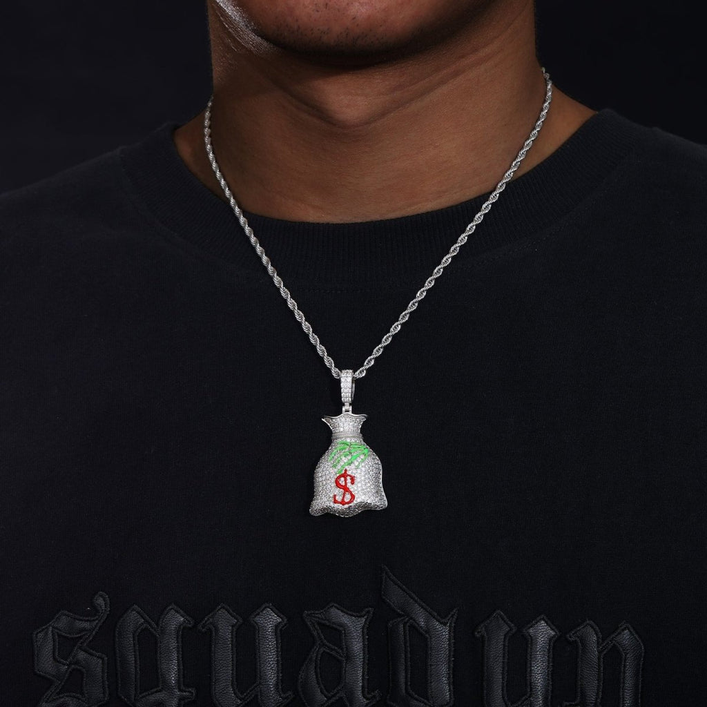 Moissanite Glow Money Bag Pendant – “Secure the Bag” Edition - Shop Gold Supply