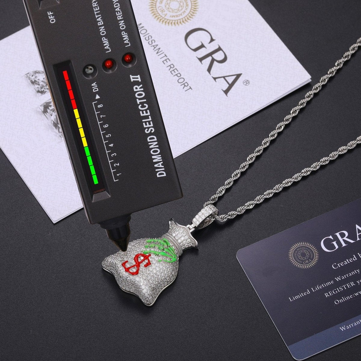 Moissanite Glow Money Bag Pendant – “Secure the Bag” Edition - Shop Gold Supply