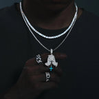 Moissanite Glow Prayer Hands Pendant – “Blessed Drip” Edition - Shop Gold Supply