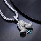 Moissanite Glow Prayer Hands Pendant – “Blessed Drip” Edition - Shop Gold Supply