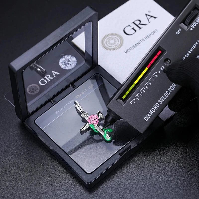 Moissanite Glow Rose Cross Pendant – “Eternal Bloom” Edition - Shop Gold Supply