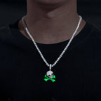 Moissanite Glow Skull & Crossbones Glow Pendant – “Toxic Drip” Edition - The Gold Supply