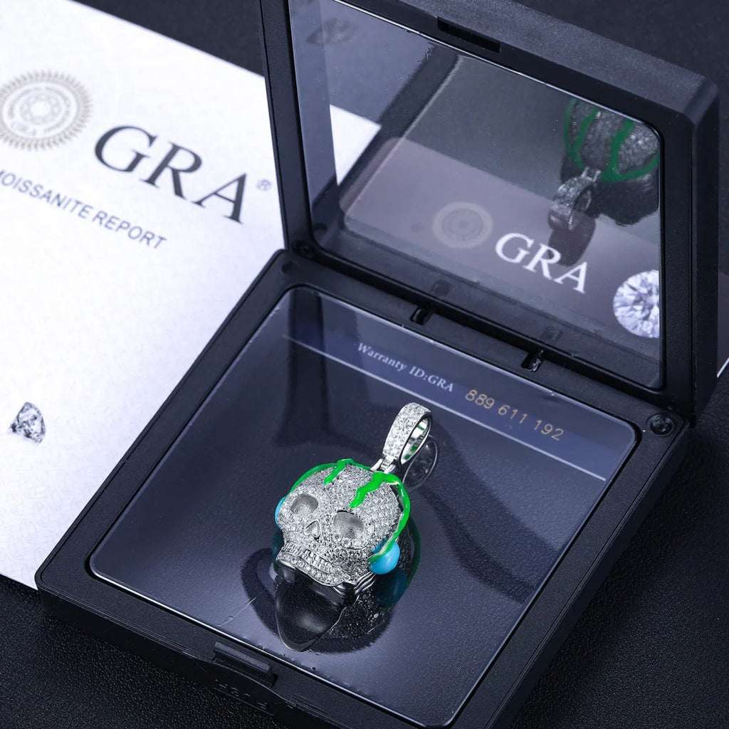 Moissanite Glow Skull Glow Pendant – “Neon Drip” Edition Yellow Gold - Shop Gold Supply