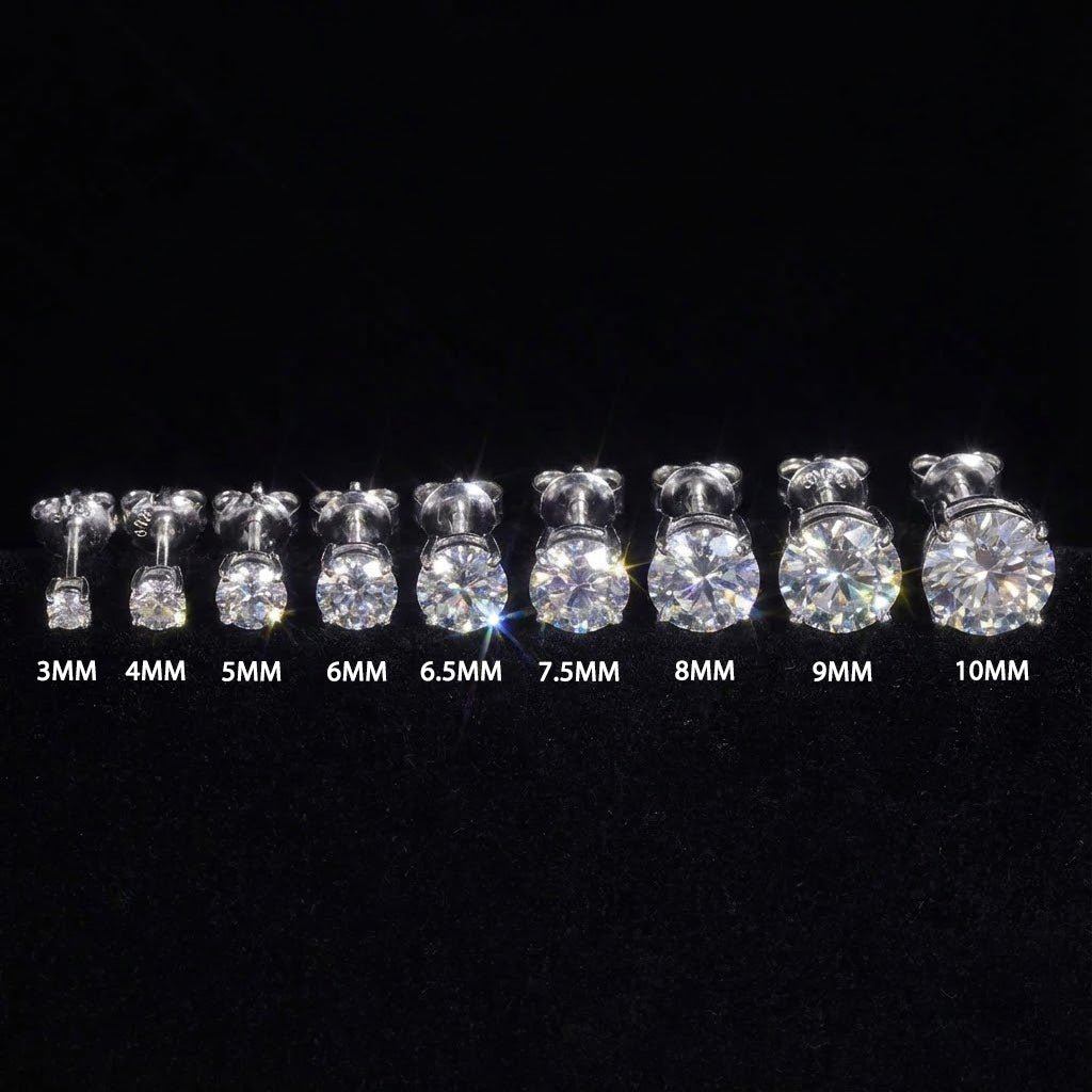 Moissanite Stud Earrings 10MM 925 Silver White Gold - Shop Gold Supply