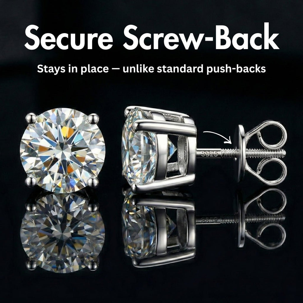 Moissanite Stud Earrings 10MM 925 Silver White Gold - Shop Gold Supply