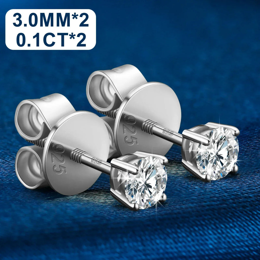 Moissanite Stud Earrings 3MM 925 Silver White Gold - Shop Gold Supply