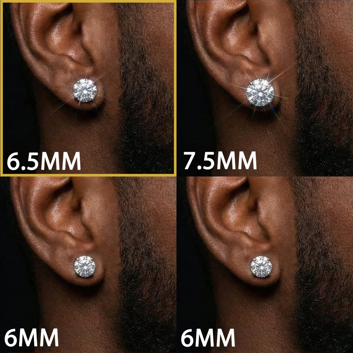Moissanite Stud Earrings (Set of 2) 6.5MM 925 Silver White Gold - Shop Gold Supply