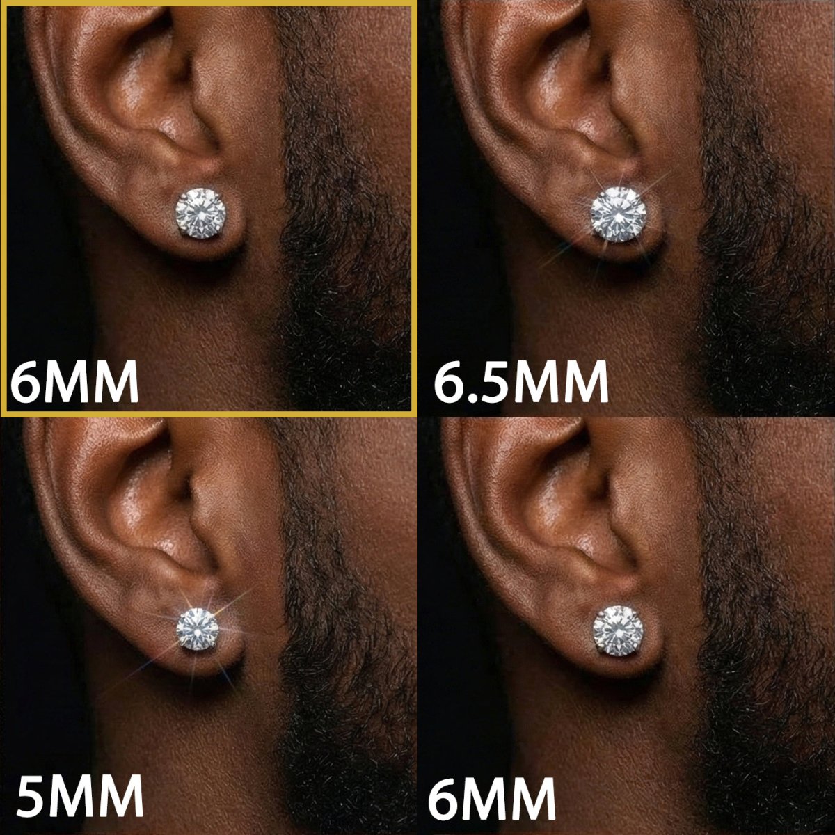 Moissanite Stud Earrings (Set of 2) 6MM 925 Silver White Gold - Shop Gold Supply