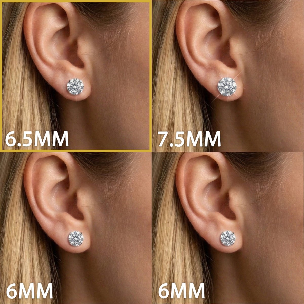 Moissanite Stud Earrings W 10MM 925 Silver White Gold - Shop Gold Supply