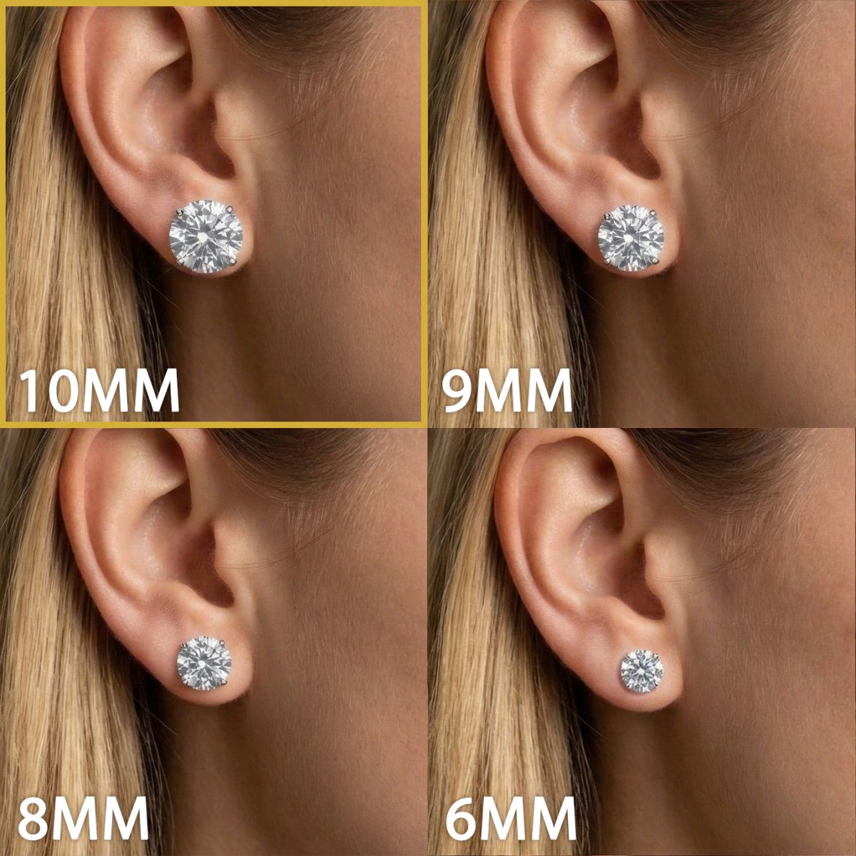 Moissanite Stud Earrings W 10MM 925 Silver White Gold - Shop Gold Supply