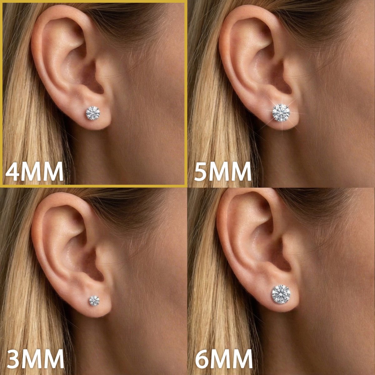 Moissanite Stud Earrings W 10MM 925 Silver White Gold - Shop Gold Supply