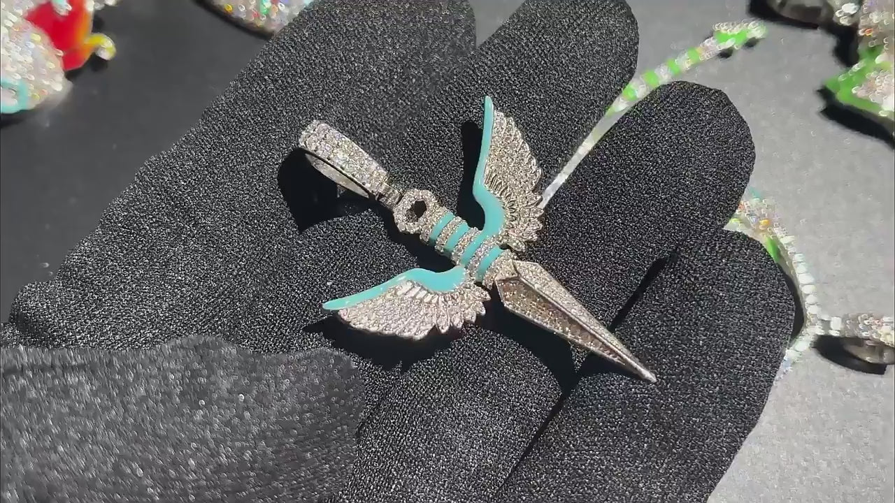 Moissanite Glow Angel Dagger Pendant – “Heaven’s Edge” Edition