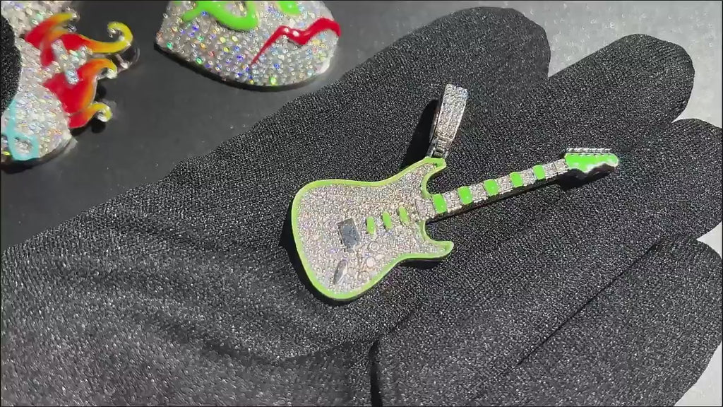 Moissanite Glow Guitar Pendant – “Electric Pulse” Edition