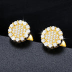 Round Halo Moissanite Stud Earrings – “Solar Burst” Edition White Gold - Shop Gold Supply