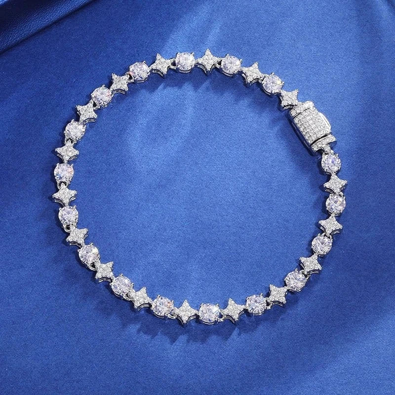 0037-Silver-6mm / S925 CZ / 20 IN Starburst Tennis Bracelet – “Constellation Links” Edition - The Gold Supply
