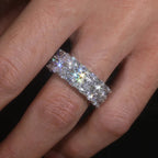 Two - Row Moissanite Band Ring – “Twinfire Ice” Edition White Gold 9 - Shop Gold Supply